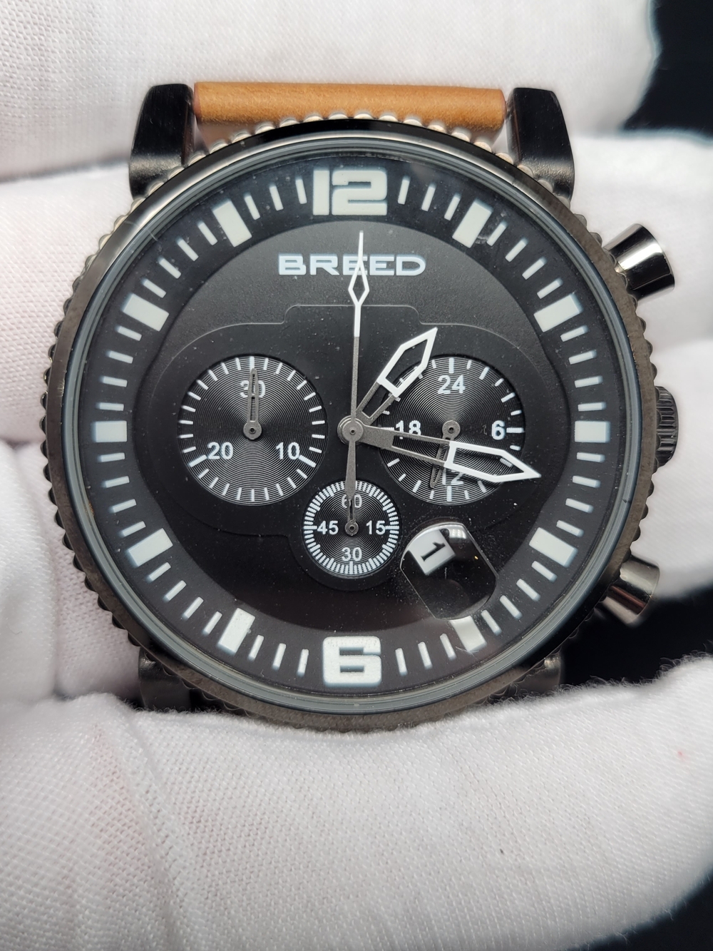 Breed Men's Chronograph Quartz Watch | Black Dial | Date Display | 50M WR
